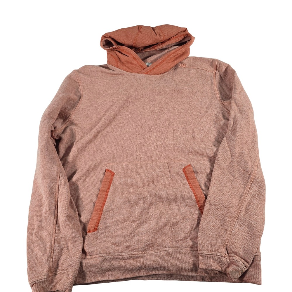 Lululemon Mens Heathered Clay Orange Pullover Hoodie Waffle Knit Trim Logo